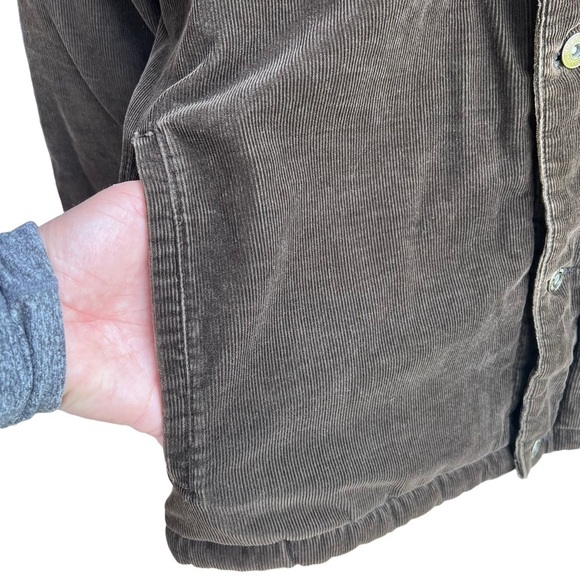 Pineapple Connection Sherpa Lined Corduroy Button Front Jacket Size Large Brown - Picture 7 of 12